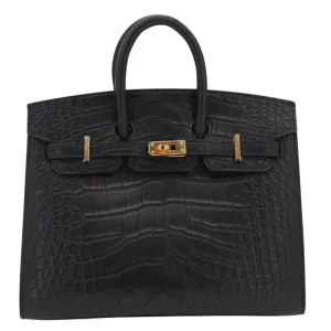 1:1 Hermès Replica - Birkin 20 Sellier Black Matte Alligator