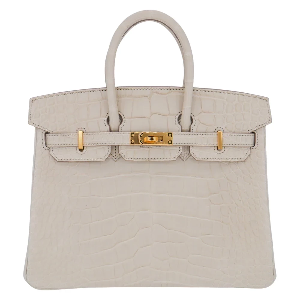 1:1 Hermès Replica - Birkin 25 Beton Matte Alligator Gold HW