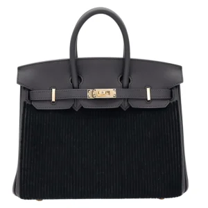 1:1 Hermès Replica - Birkin 25 Black Cote a Cote Tuffetage