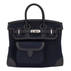 1:1 Hermès Replica - Birkin 25 Cargo Bleu Marine/Black Canvas/Swift Palladium HW