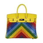 1:1 Hermès Replica - Birkin 25 Customized Rainbow Chevron Swarovski Crystal Palladium HW
