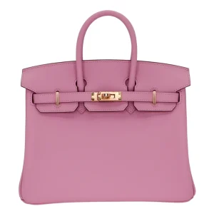 1:1 Hermès Replica - Birkin 25 Mauve Sylvestre Swift Rose Gold