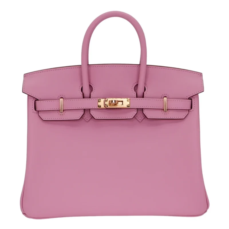 1:1 Hermès Replica - Birkin 25 Mauve Sylvestre Swift Rose Gold