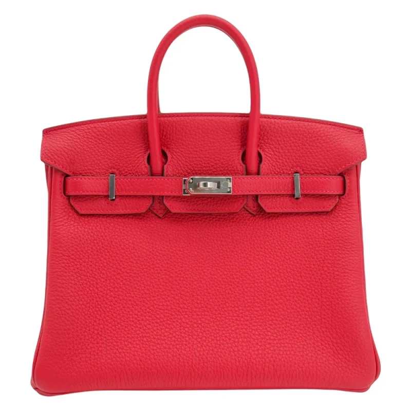 1:1 Hermès Replica - Birkin 25 Verso Rouge Casaque Togo Palladium HW