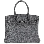 1:1 Hermès Replica - Birkin 30 Black Dalmatian Buffalo Palladium HW
