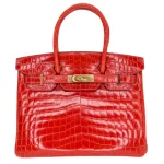 1:1 Hermès Replica - Birkin 30 Braise Shiny Niloticus Crocodile Gold HW