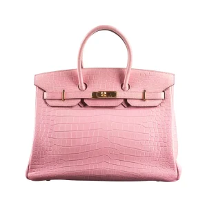1:1 Hermès Replica - Birkin 35 Bubblegum Matte Alligator Gold HW