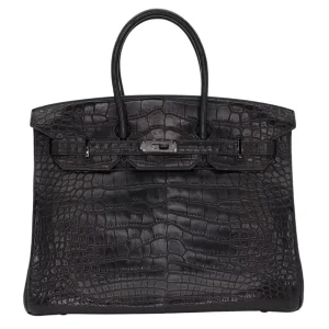 1:1 Hermès Replica – Birkin 35 So Black Matte Alligator