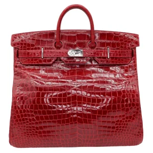 1:1 Hermès Replica HAC 50 Braise Shiny Crocodile | ReplicaHermesBags