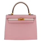 1:1 Hermès Replica - Kelly 25 Sellier HSS Rose Sakura/ Nata Chevre Brushed Gold HW