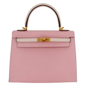 1:1 Hermès Replica - Kelly 25 Sellier HSS Rose Sakura/ Nata Chevre Brushed Gold HW