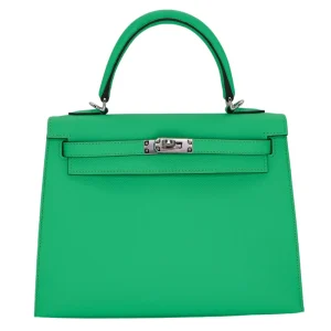 1:1 Hermès Replica - Kelly 25 Sellier Vert Comics Epsom Palladium HW