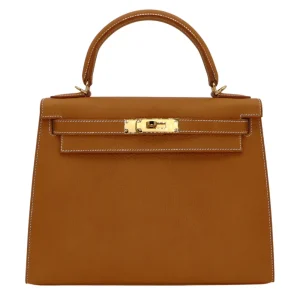 1:1 Hermès Replica - Kelly 28 Sellier Natural Sable Gold HW