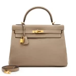 1:1 Hermès Replica - Kelly 32 Gris Tourterelle Togo Gold HW
