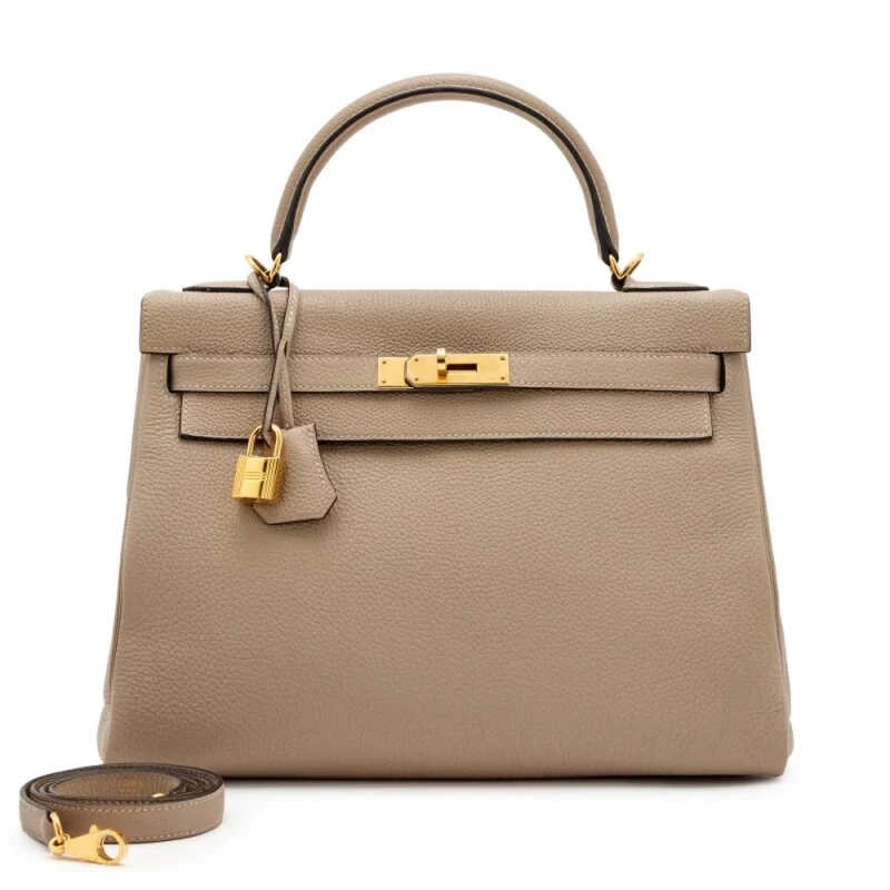 1:1 Hermès Replica - Kelly 32 Gris Tourterelle Togo Gold HW
