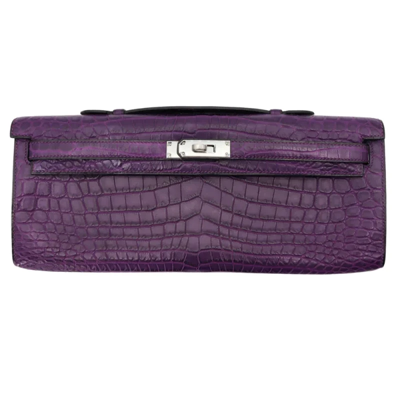 1:1 Hermès Replica - Kelly Cut Amethyst Alligator Bag