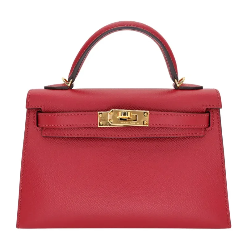 1:1 Hermès Replica - Kelly II Sellier Mini Rouge Grenat Epsom Gold HW