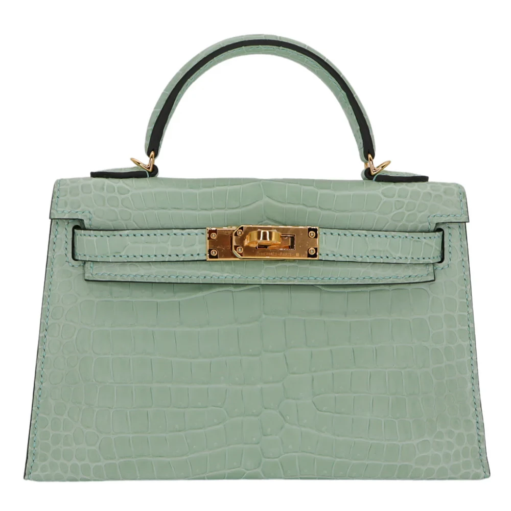 1:1 Hermès Replica Kelly II Sellier Mini Vert D'eau | Luxury Bags