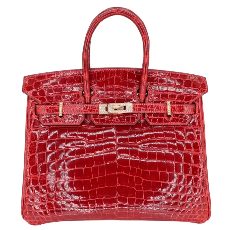 Artisan-Grade Hermès Dupes - Birkin 25 Braise Shiny Niloticus
