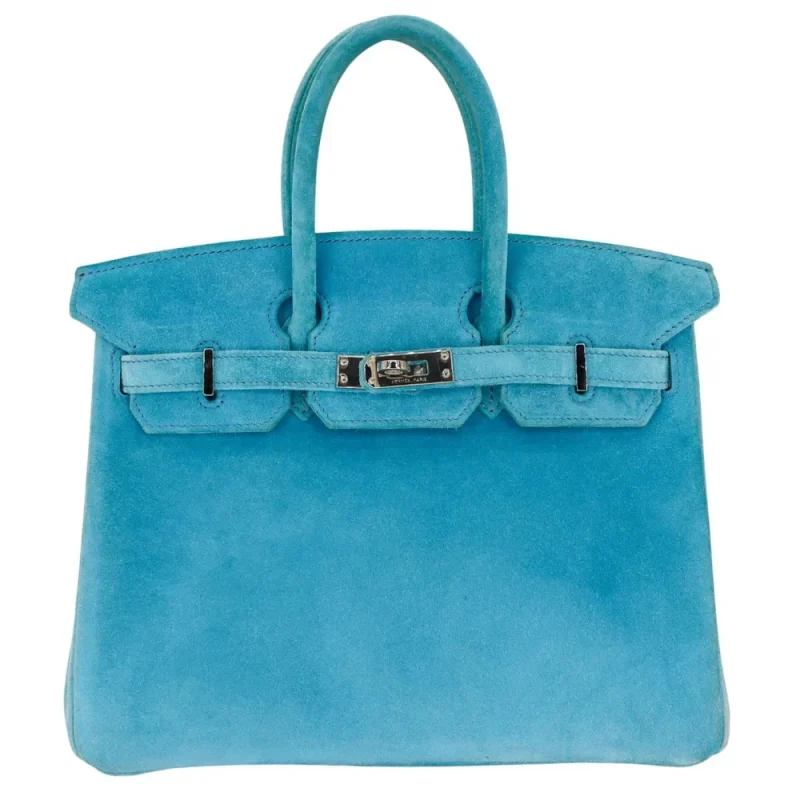 Artisan-Grade Hermès Dupes - Birkin 25 Doblis Bleu Suede Palladium HW