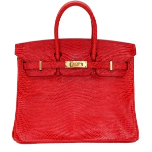 Artisan-Grade Hermès Dupes - Birkin 25 Rouge Lizard Gold HW