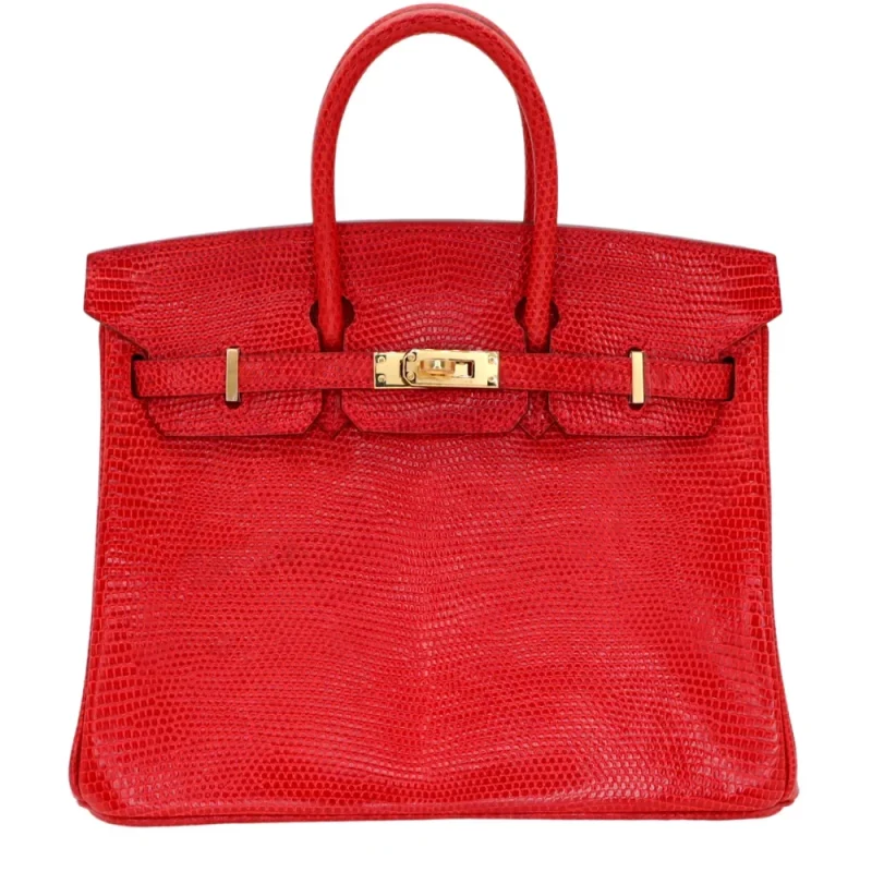 Artisan-Grade Hermès Dupes - Birkin 25 Rouge Lizard Gold HW