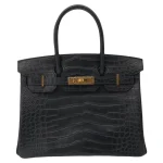 Artisan-Grade Hermès Dupes - Birkin 30 Black Matte Alligator Gold HW