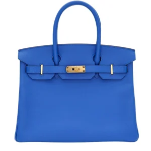 Artisan-Grade Hermès Dupes - Birkin 30 Bleu France Epsom Gold HW