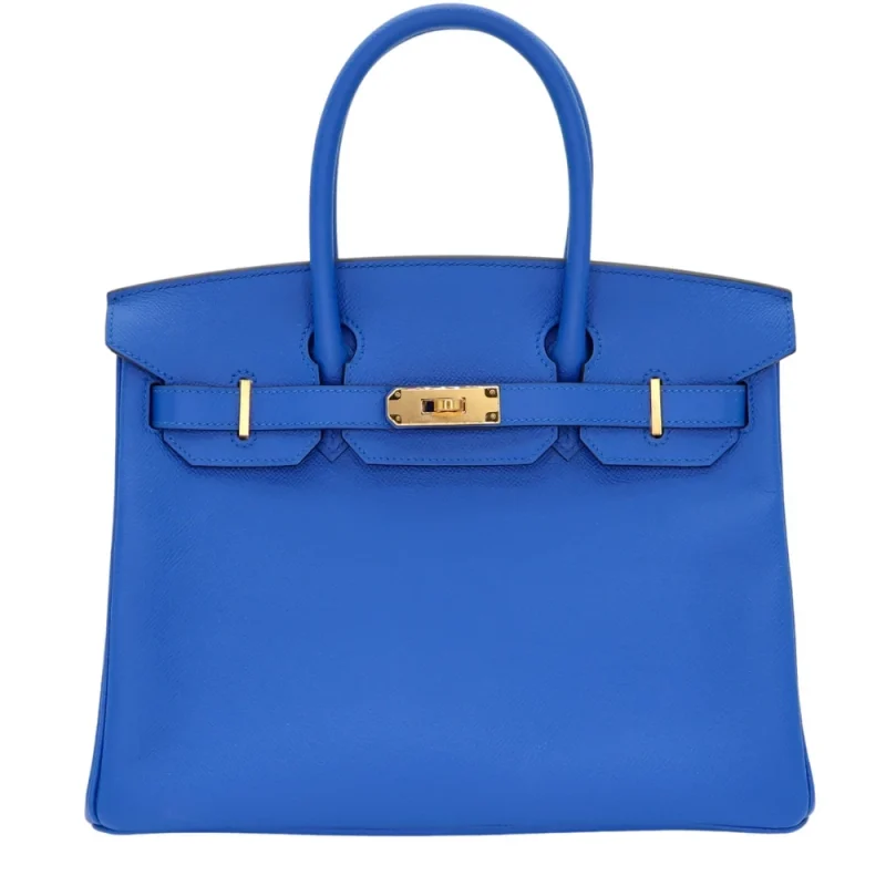 Artisan-Grade Hermès Dupes - Birkin 30 Bleu France Epsom Gold HW