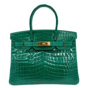 Artisan-Grade Hermès Dupes - Birkin 30 Emerald Shiny Niloticus