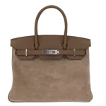 Artisan-Grade Hermès Dupes - Birkin 30 Grizzly Etoupe Suede/Swift Palladium HW