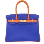 Artisan-Grade Hermès Dupes - Birkin 30 HSS Bleu Electrique/Orange Epsom Brushed Gold HW