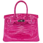 Artisan-Grade Hermès Dupes - Birkin 30 Rose Scheherazade Porosus Crocodile Palladium HW