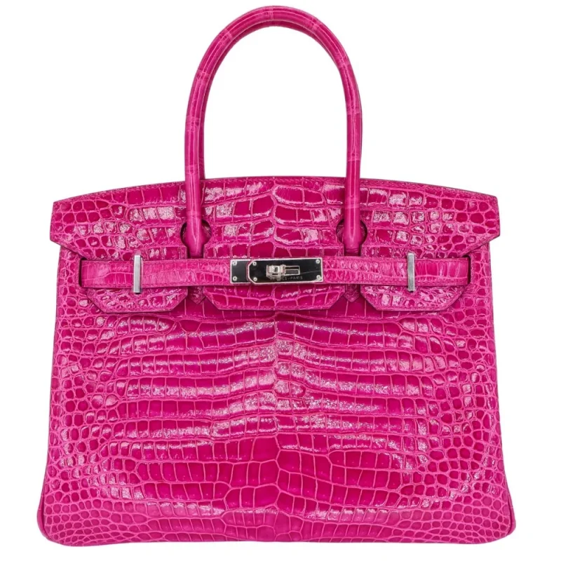 Artisan-Grade Hermès Dupes - Birkin 30 Rose Scheherazade Porosus Crocodile Palladium HW