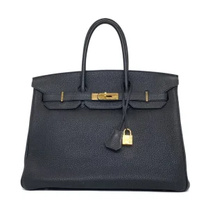 Artisan-Grade Hermès Dupes – Birkin 35 Black Clemence Gold HW