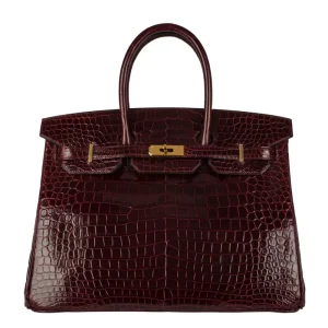 Artisan-Grade Hermès Dupes – Birkin 35 Bordeaux Shiny Porosus
