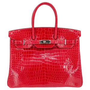 Artisan-Grade Hermès Dupes - Birkin 35 Braise Porosus Croc
