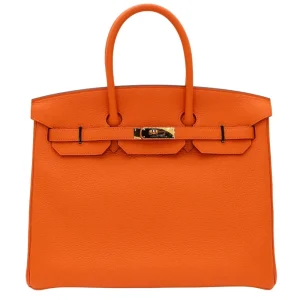 Artisan-Grade Hermès Dupes – Birkin 35 Orange Togo Gold HW