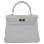 Artisan-Grade Hermès Dupes - Kelly 25 Retourne White Epsom Gold HW