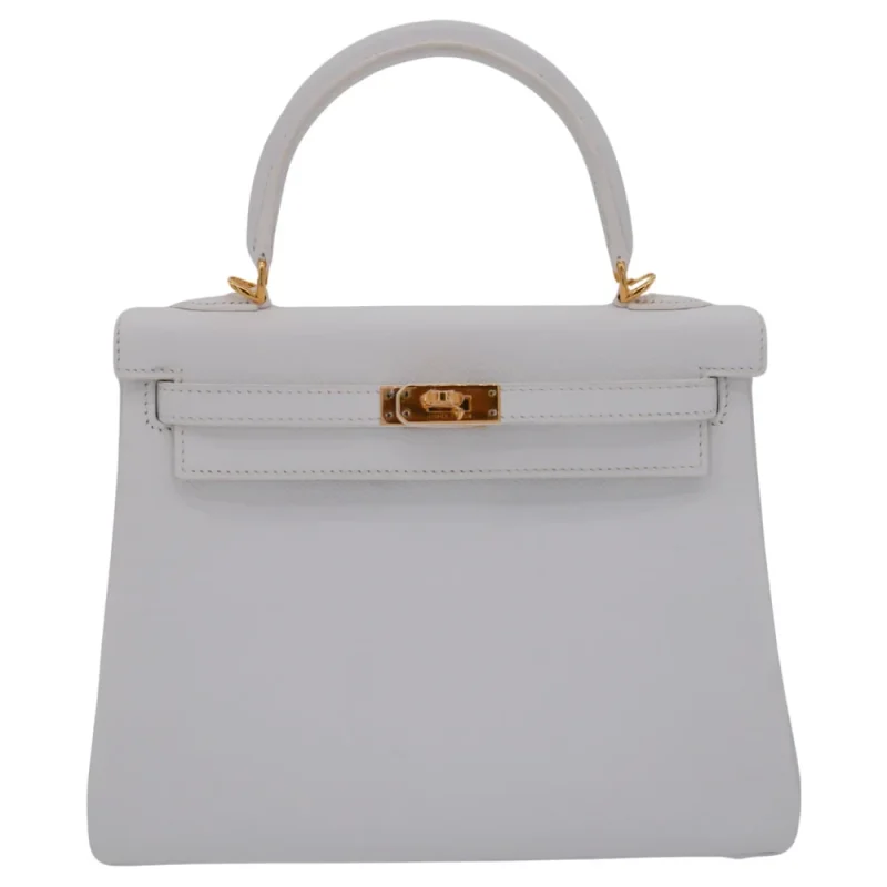 Artisan-Grade Hermès Dupes - Kelly 25 Retourne White Epsom Gold HW