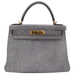 Artisan-Grade Hermès Dupes - Kelly 28 Retourne Dalmatian Buffalo Gold HW