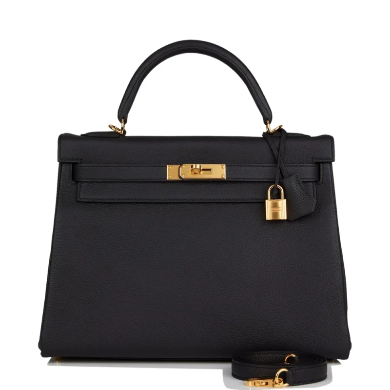 Artisan-Grade Hermès Dupes - Kelly 32 Black Togo Gold HW