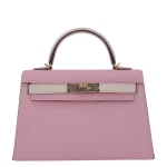 Artisan-Grade Hermès Dupes - Kelly II Sellier Mini HSS Rose Sakura/ Nata Chevre PBHW