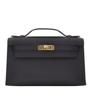 Artisan-Grade Hermès Dupes - Kelly Pochette Black Swift