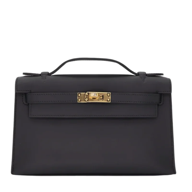 Artisan-Grade Hermès Dupes - Kelly Pochette Black Swift