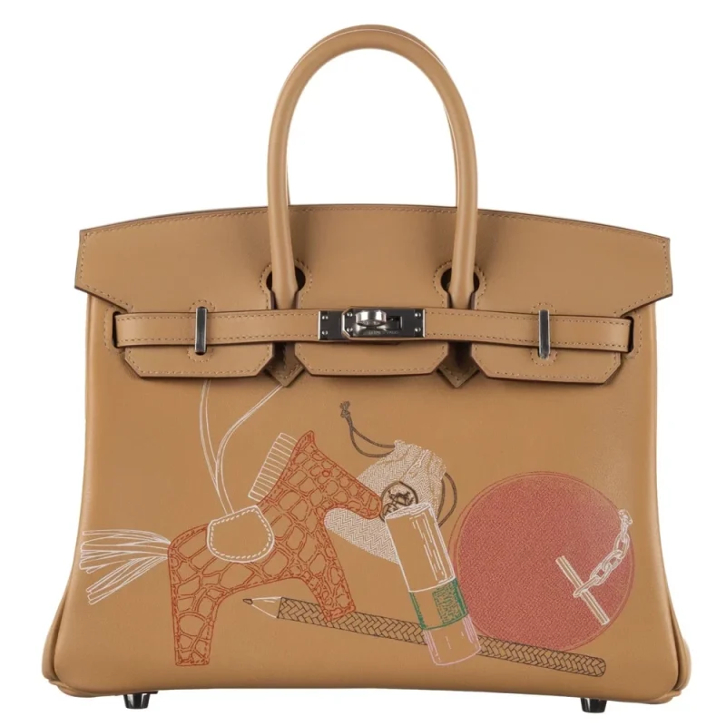 Best Replica Hermes - Birkin 25 In and Out Biscuit/Multicolor Swift Palladium HW