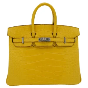 Best Replica Hermes - Birkin 25 Mimosa Matte Alligator Palladium HW