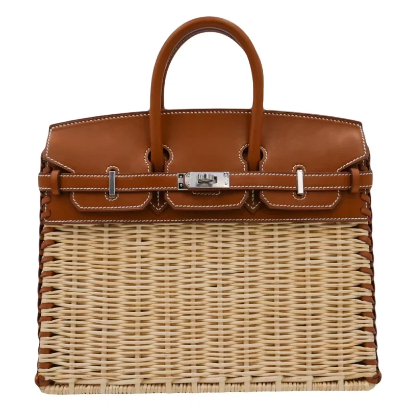 Best Replica Hermes - Birkin 25 Picnic Fauve Barenia/Osier Wicker Palladium HW