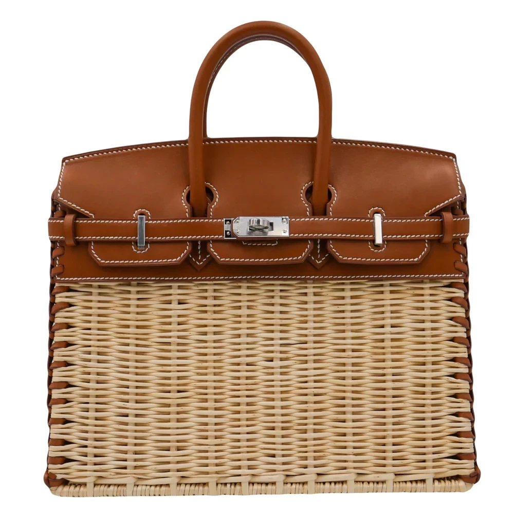 Best Replica Hermes - Birkin 25 Picnic Fauve Barenia/Osier Wicker Palladium HW