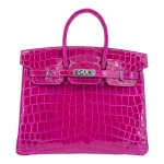 Best Replica Hermes - Birkin 25 Rose Pourpre Shiny Niloticus Crocodile Palladium HW
